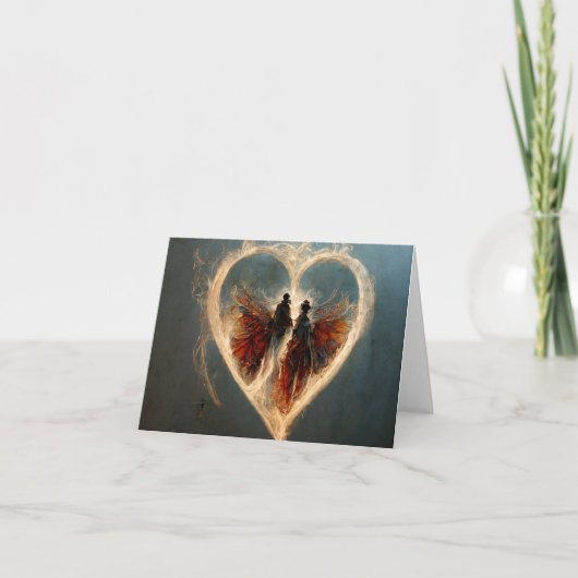 Steam Punk Liefde Hart Digitale Kunst Kaart (Voorkant)
