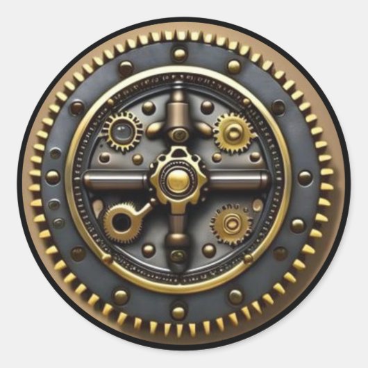 Steam Punk Steampunk Gear #4 Ronde Sticker (Voorkant)