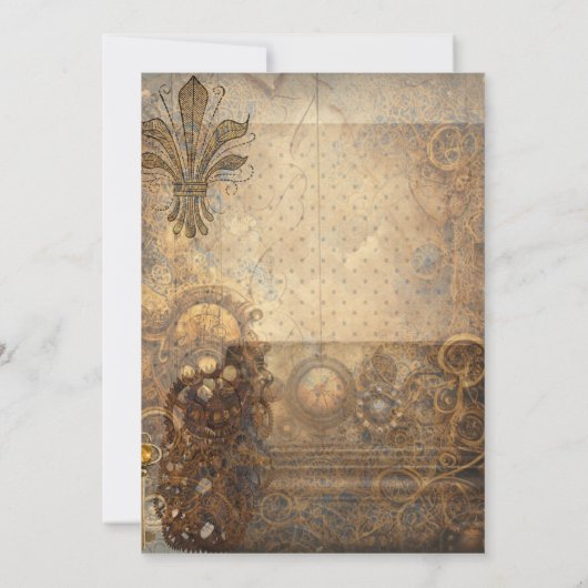 Steam Punk Uitnodiging van met de partij gelijkges (Achterkant)