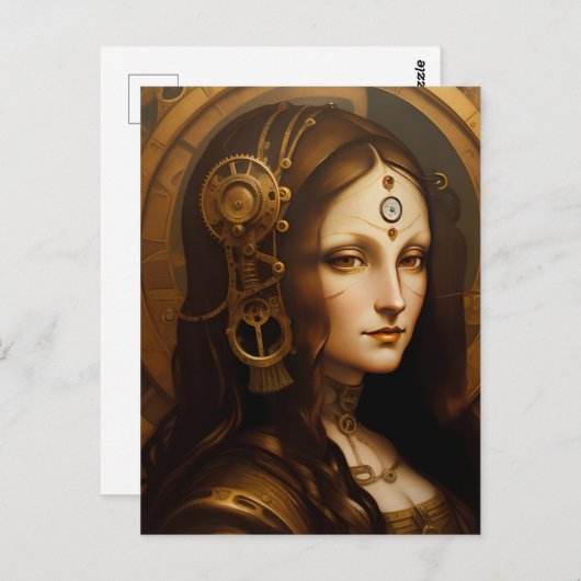 Steam Punky Mona Lisa Briefkaart (Voorkant / Achterkant)