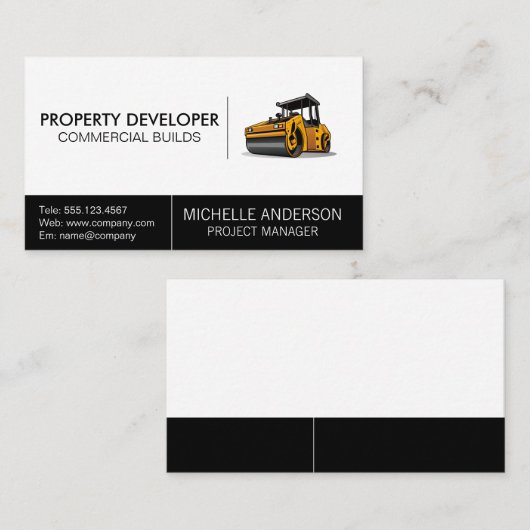 Steam Roller | Bouwvoertuig Visitekaartje (Voorkant / Achterkant)