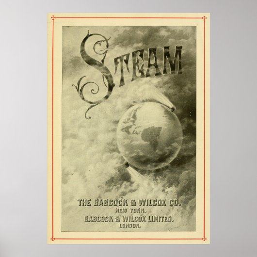 Steam runt de wereld van 1904 poster (Voorkant)