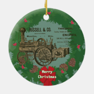 Steam Traction Engine 1889 Russell and Company Keramisch Ornament