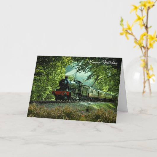 Steam Train Birthday Kaart (Gele Bloem)