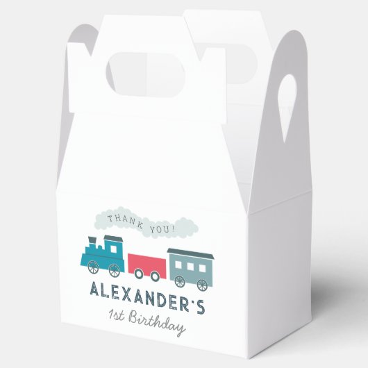 Steam Train Blue Boy Birthday Dank je Bedankdoosjes (Geopend)