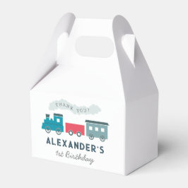 Steam Train Blue Boy Birthday Dank je Bedankdoosjes