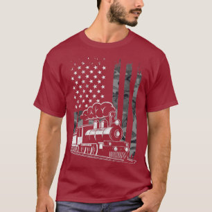 Steam Train Camo Amerikaanse vlag T-shirt