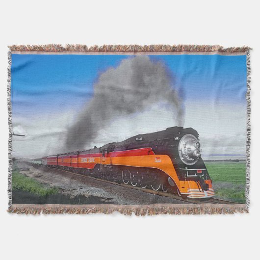 Steam Train Engine Locomotive SP4449 Black Orange Deken (Voorkant)
