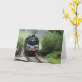Steam Train Greeting / Note Card Kaart (Gele Bloem)