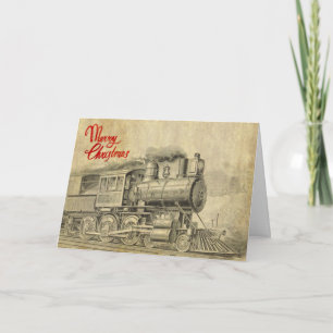 Steam Train illustratie Kerst Kaart