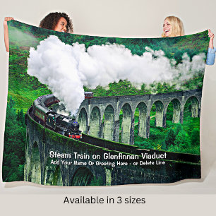 Steam Train in Glenfinnan Viaduct - Naam toevoegen Fleece Deken