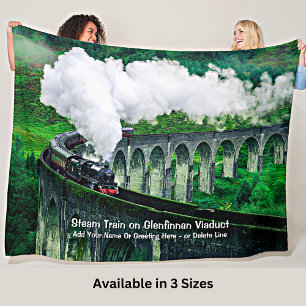 Steam Train in Glenfinnan Viaduct - Naam toevoegen Fleece Deken