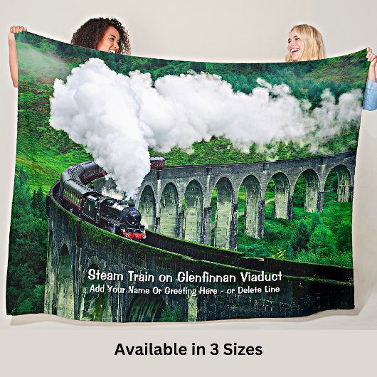 Steam Train in Glenfinnan Viaduct - Naam toevoegen Fleece Deken