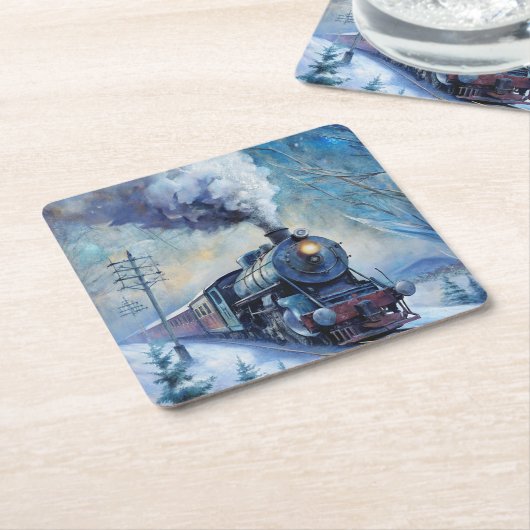 Steam Train Kartonnen Onderzetters (Schuin)