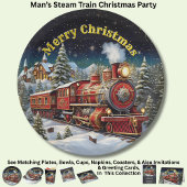 Steam Train Man's kerstfeest 9" Papieren Bordje