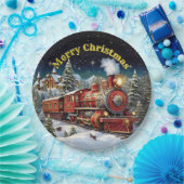 Steam Train Man's kerstfeest 9" Papieren Bordje (Feest)
