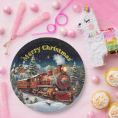 Steam Train Man's kerstfeest 9" Papieren Bordje (Feest)