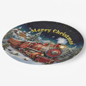 Steam Train Man's kerstfeest 9" Papieren Bordje (Gekanteld)