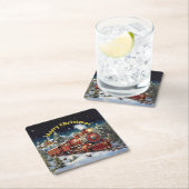 Steam Train Man's kerstfeest Kartonnen Onderzetters (Insitu)