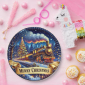 Steam Train Man's kerstfeest Papieren Bordje (Feest)