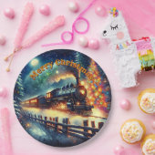 Steam Train Man's kerstfeest Papieren Bordje (Feest)