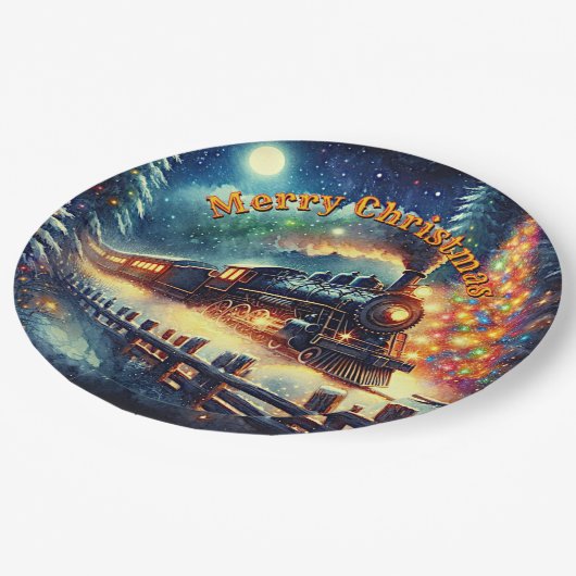 Steam Train Man's kerstfeest Papieren Bordje (Gekanteld)