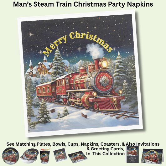 Steam Train Man's kerstfeest Servet