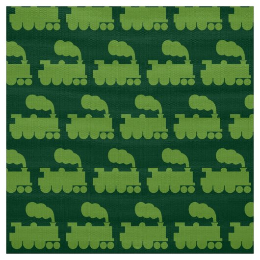 Steam Train Pattern - Avocado on Dark Green Stof (Swatch)