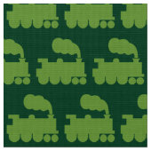 Steam Train Pattern - Avocado on Dark Green Stof (Close Up)