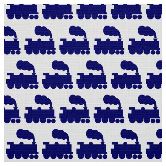 Steam Train Pattern - Deep Navy Blue en White Stof (Swatch)