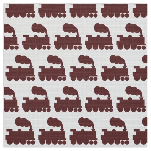 Steam Train Pattern - Donkerbruin op White Stof (Swatch)