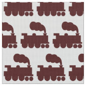 Steam Train Pattern - Donkerbruin op White Stof (Close Up)