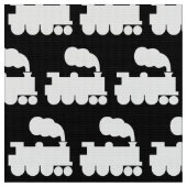 Steam Train Pattern — White on Black Stof (Close Up)