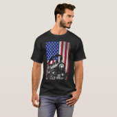 Steam Train Railroad USA - Amerikaanse vlaggenloco T-shirt (Voorkant volledig)