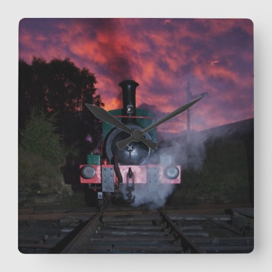 Steam Train Wall Clock Vierkante Klok (Voorkant)