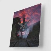 Steam Train Wall Clock Vierkante Klok (Hoek)