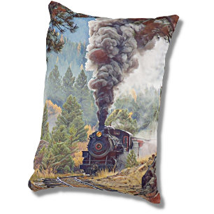 Steam Train With Smoke Railroad Engine Locomotive Decoratief Kussen