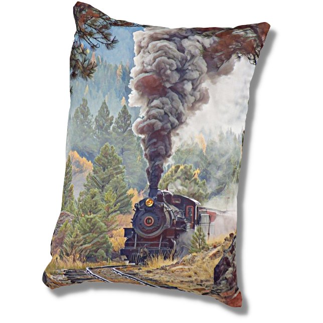Steam Train With Smoke Railroad Engine Locomotive Decoratief Kussen (Creator heeft geüpload)