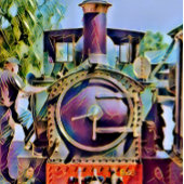 STEAM TRAINS CANVAS AFDRUK