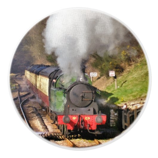 STEAM TRAINS KERAMISCHE KNOP (Voorkant)