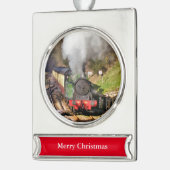STEAM TRAINS VERZILVERD BANNER ORNAMENT (Links)