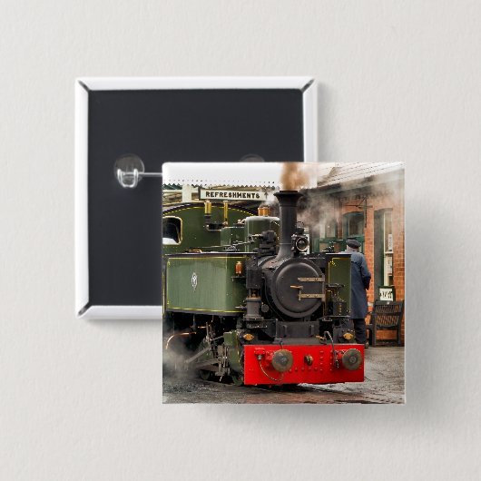 STEAM TRAINS VIERKANTE BUTTON 5,1 CM (Voorkant /achterkant)