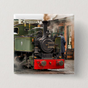 STEAM TRAINS VIERKANTE BUTTON 5,1 CM