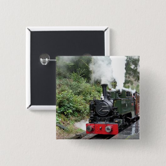 STEAM TRAINS VIERKANTE BUTTON 5,1 CM (Voorkant /achterkant)