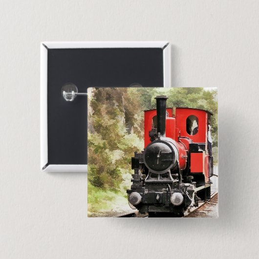 STEAM TRAINS VIERKANTE BUTTON 5,1 CM (Voorkant /achterkant)