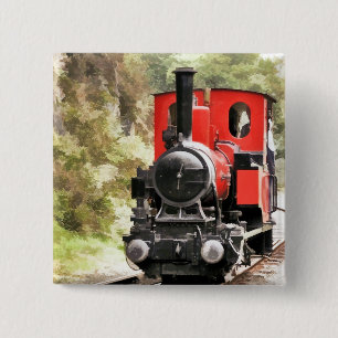 STEAM TRAINS VIERKANTE BUTTON 5,1 CM
