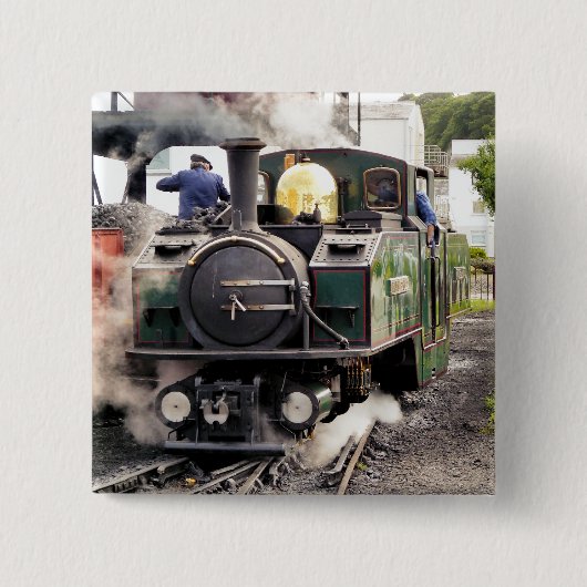 STEAM TRAINS VIERKANTE BUTTON 5,1 CM (Voorkant)