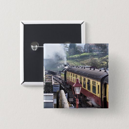 STEAM TRAINS VIERKANTE BUTTON 5,1 CM (Voorkant /achterkant)