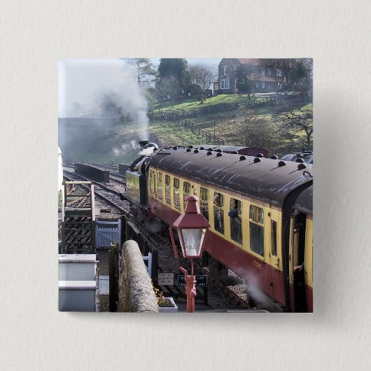 STEAM TRAINS VIERKANTE BUTTON 5,1 CM (Voorkant)