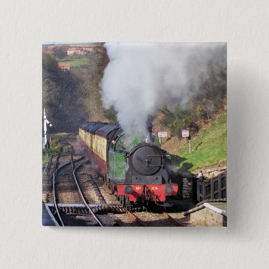 STEAM TRAINS VIERKANTE BUTTON 5,1 CM (Voorkant)